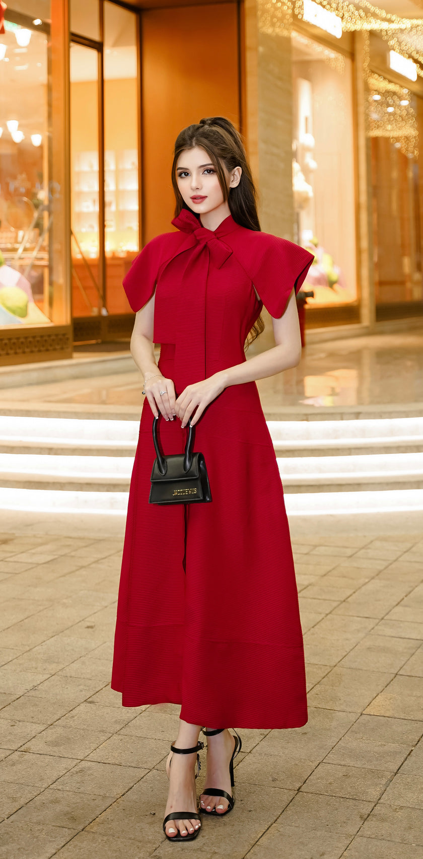 ROSETTE DRESS - RED