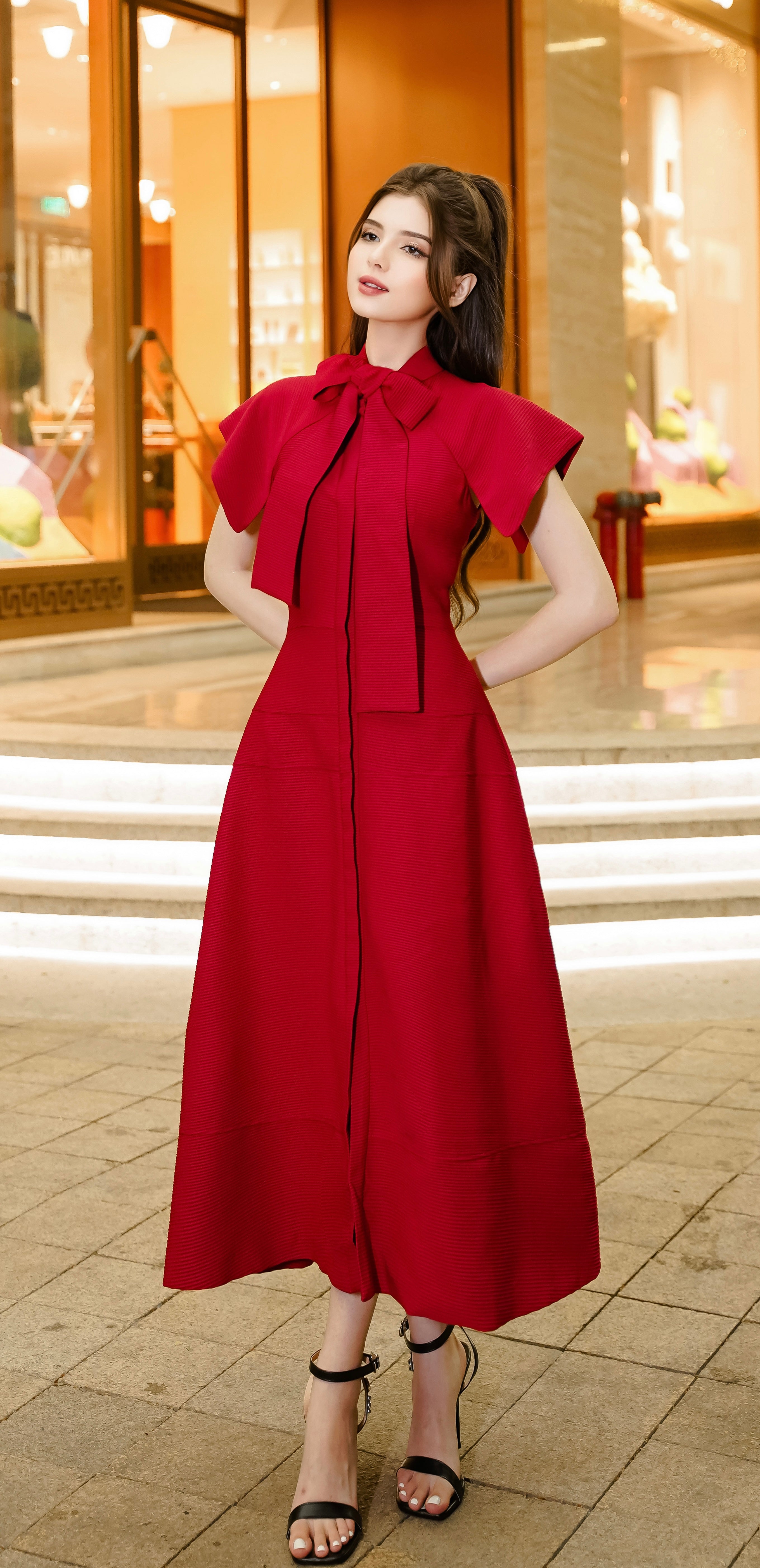 ROSETTE DRESS - RED