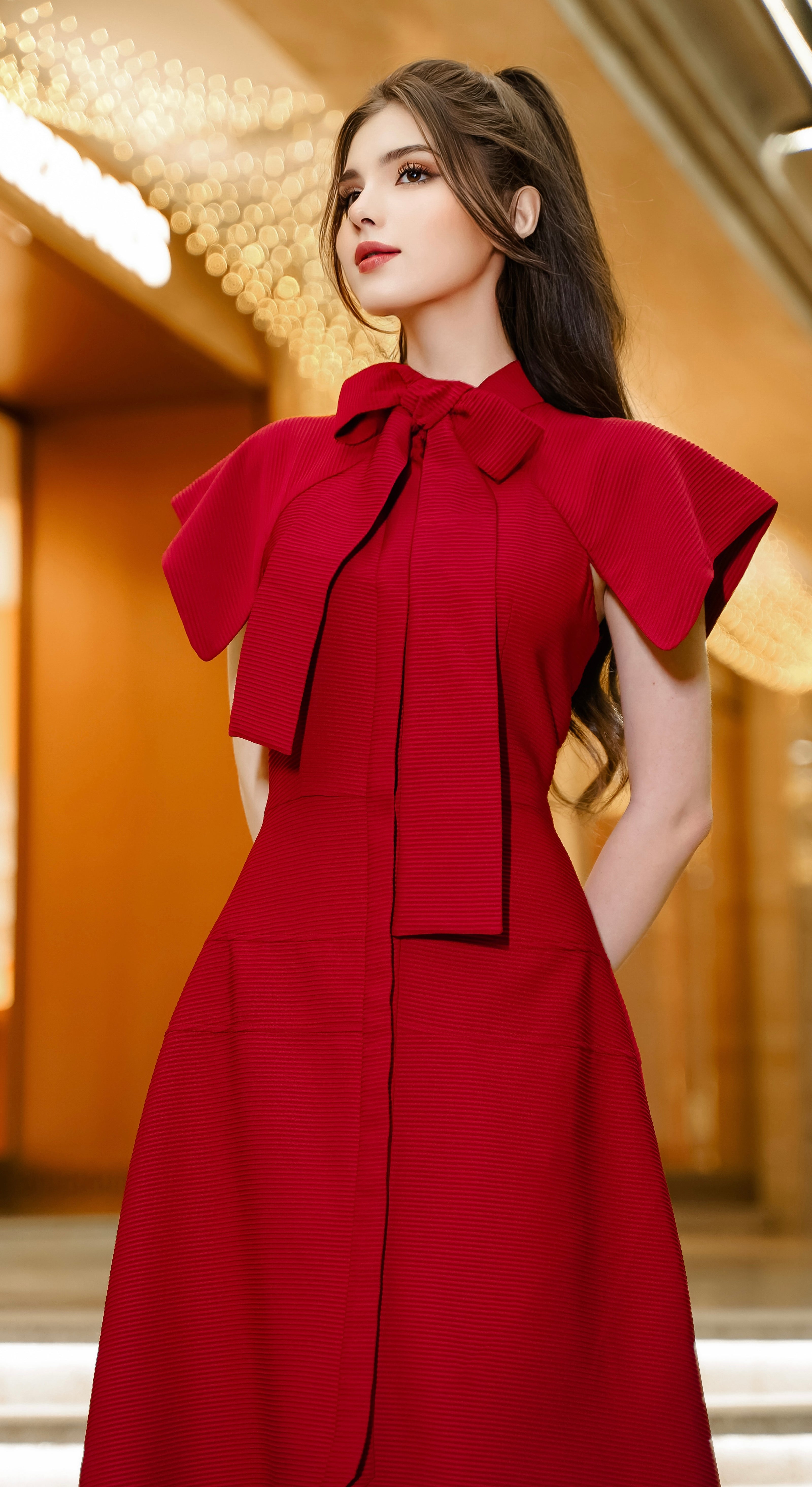 ROSETTE DRESS - RED