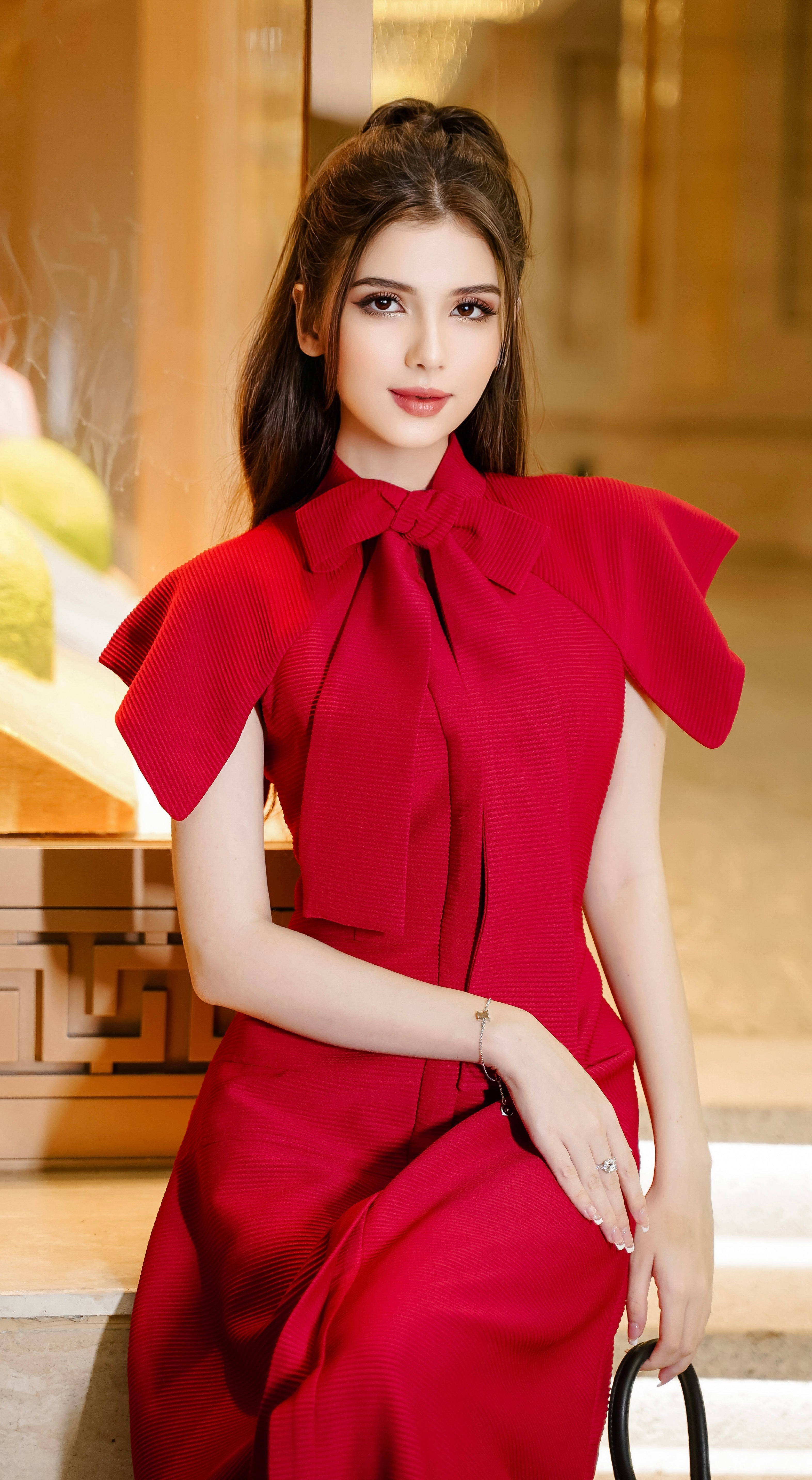 ROSETTE DRESS - RED