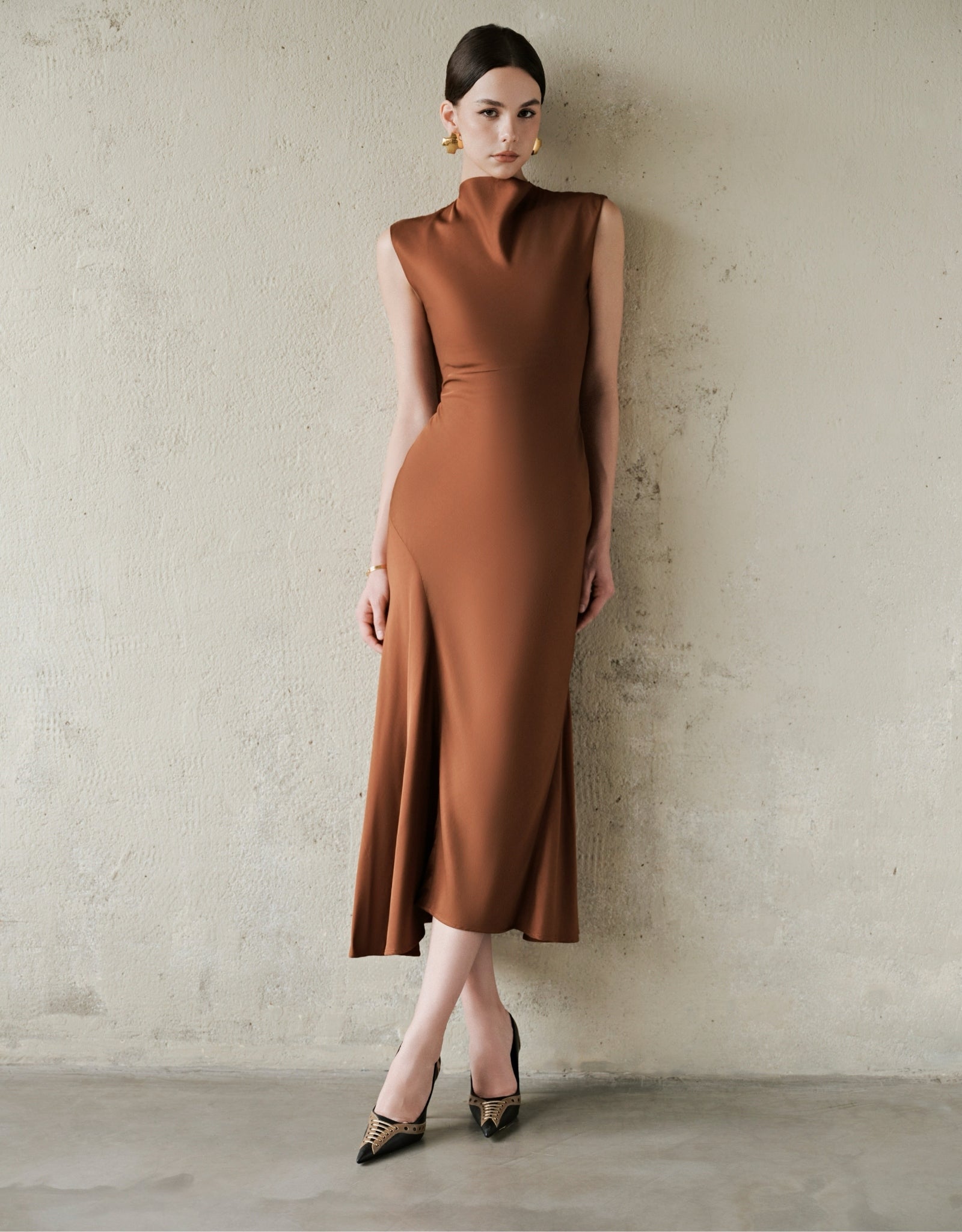 INEZ DRESS - BROWN