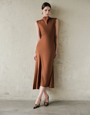 INEZ DRESS - BROWN