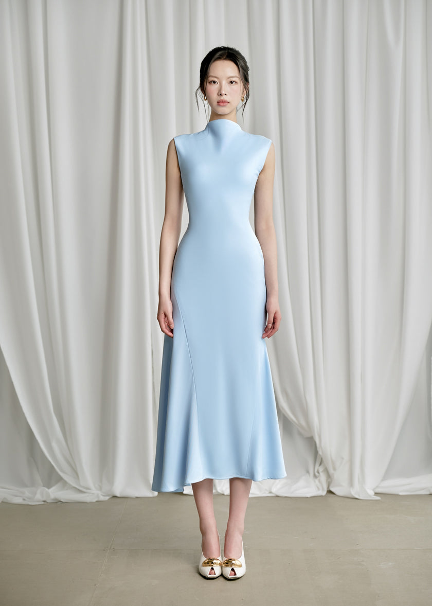 INEZ DRESS - BABY BLUE, BLACK