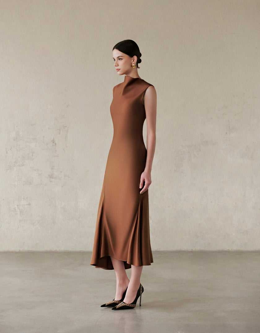 INEZ DRESS - BROWN