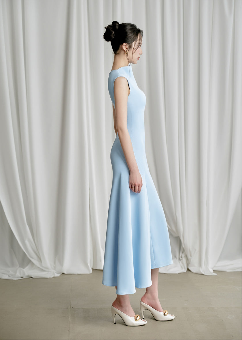 INEZ DRESS - BABY BLUE, BLACK