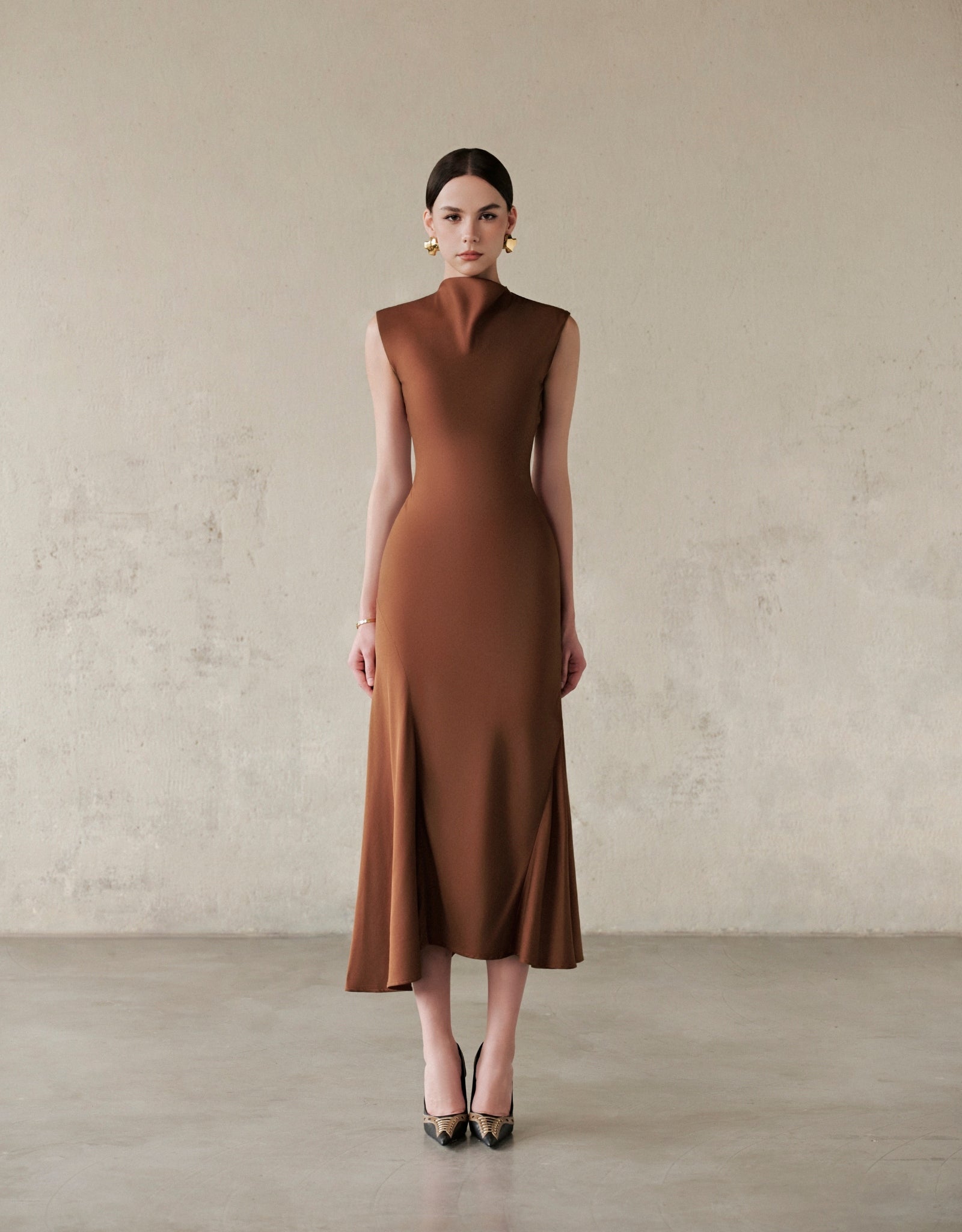INEZ DRESS - BROWN