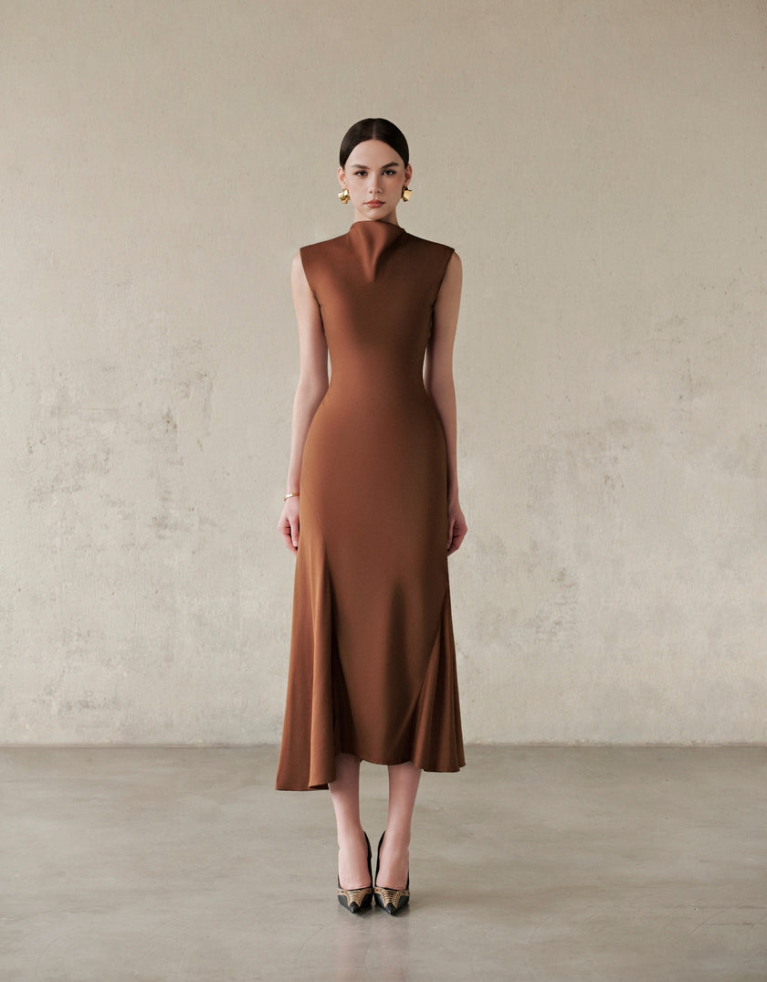 INEZ DRESS - BROWN