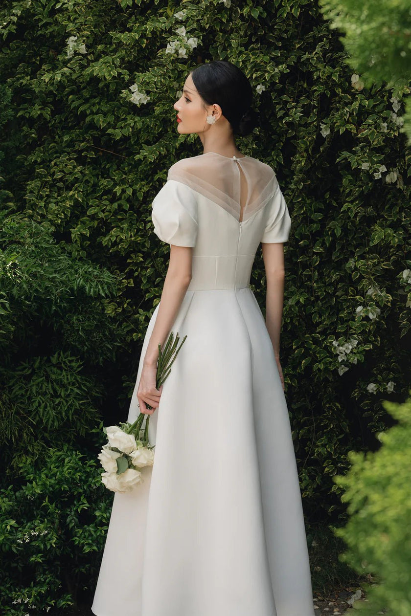 Alice Puffy Short Sleeved Taffeta Midi Dress - LARMES