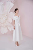Ariana A - line Off - Shoulder Taffeta Cotton Ankle Length Dress - LARMES