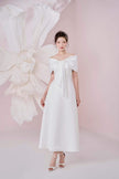 Ariana A - line Off - Shoulder Taffeta Cotton Ankle Length Dress - LARMES