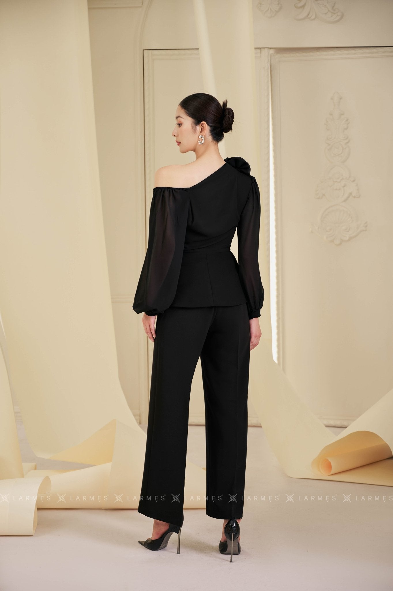 Emerson Straight Wide Leg Spandex Homespun Ankle Length Pants - LARMES