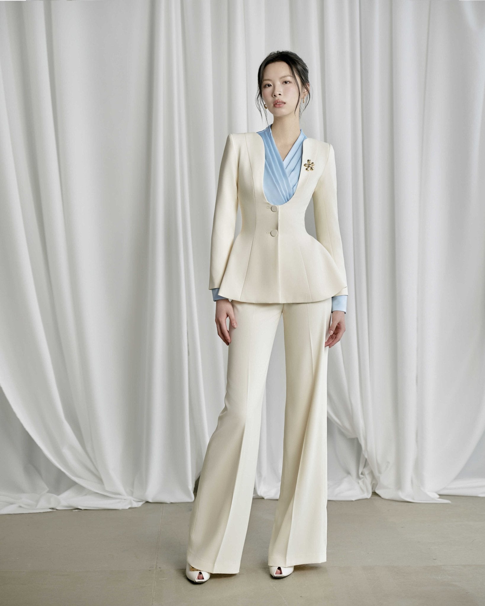 Emerson Straight Wide Leg Spandex Homespun Ankle Length Pants - LARMES