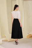 Frankie A - line Pleated Twill Ankle Length Skirt - LARMES