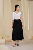 Frankie A - line Pleated Twill Ankle Length Skirt - LARMES