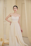 Goldie Asymmetric Semi - Heart Neck Chiffon Floor Length Dress - LARMES