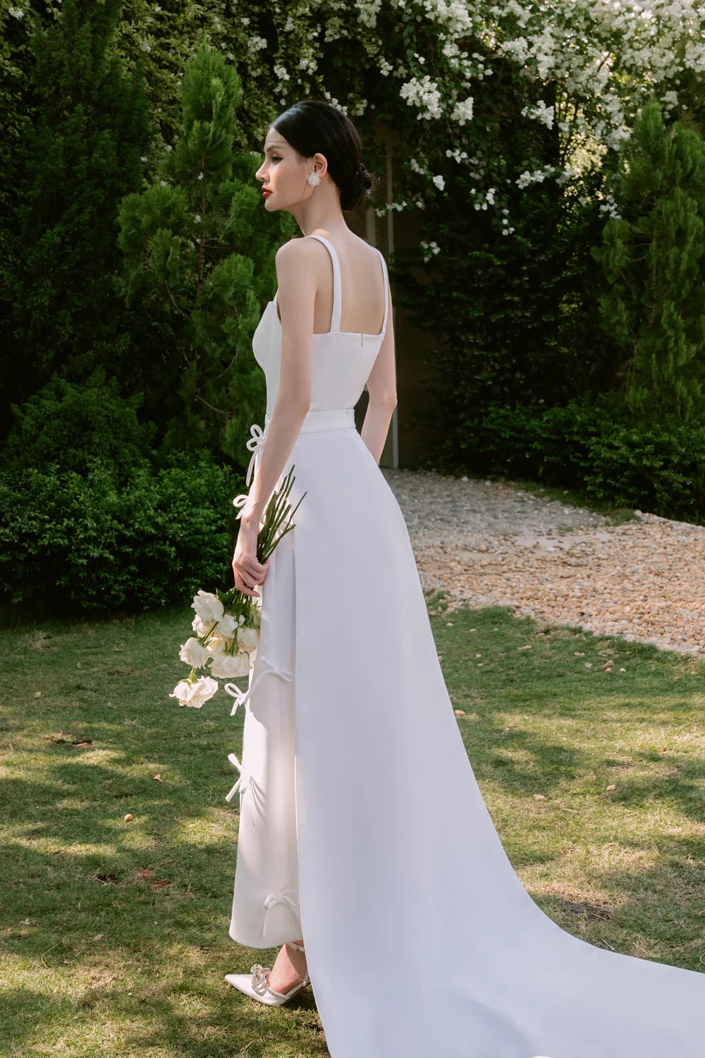 Hariett A - line Strappy Taffeta Midi Dress - LARMES