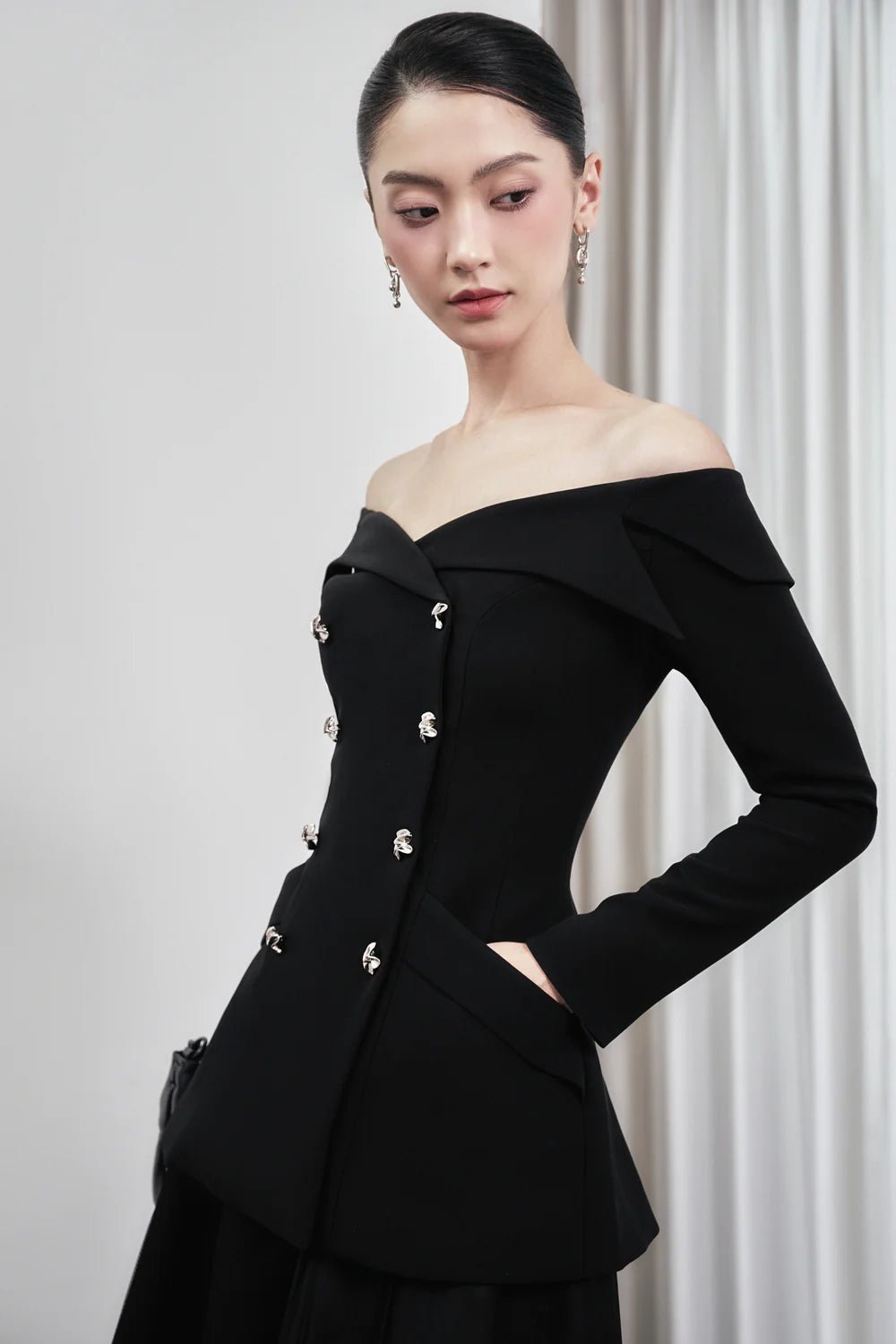 Heather Hourglass Double Breasted Spandex Homespun Top - LARMES