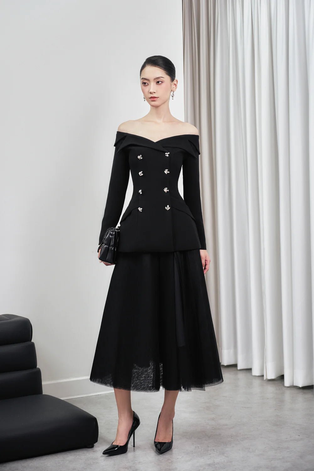 Heather Hourglass Double Breasted Spandex Homespun Top - LARMES