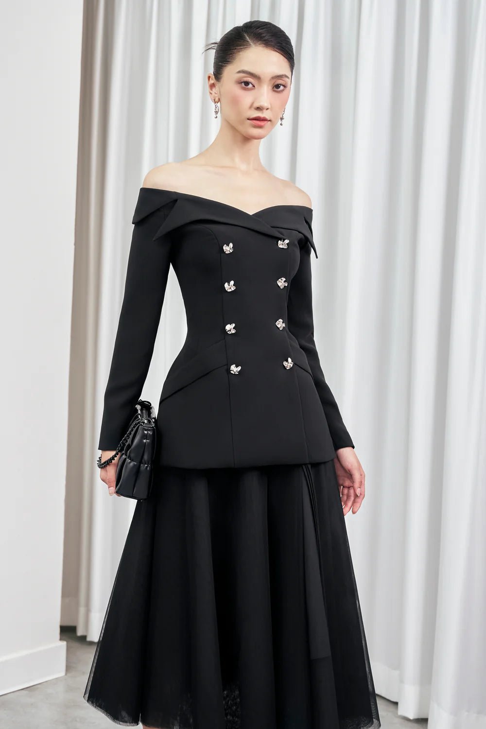 Heather Hourglass Double Breasted Spandex Homespun Top - LARMES