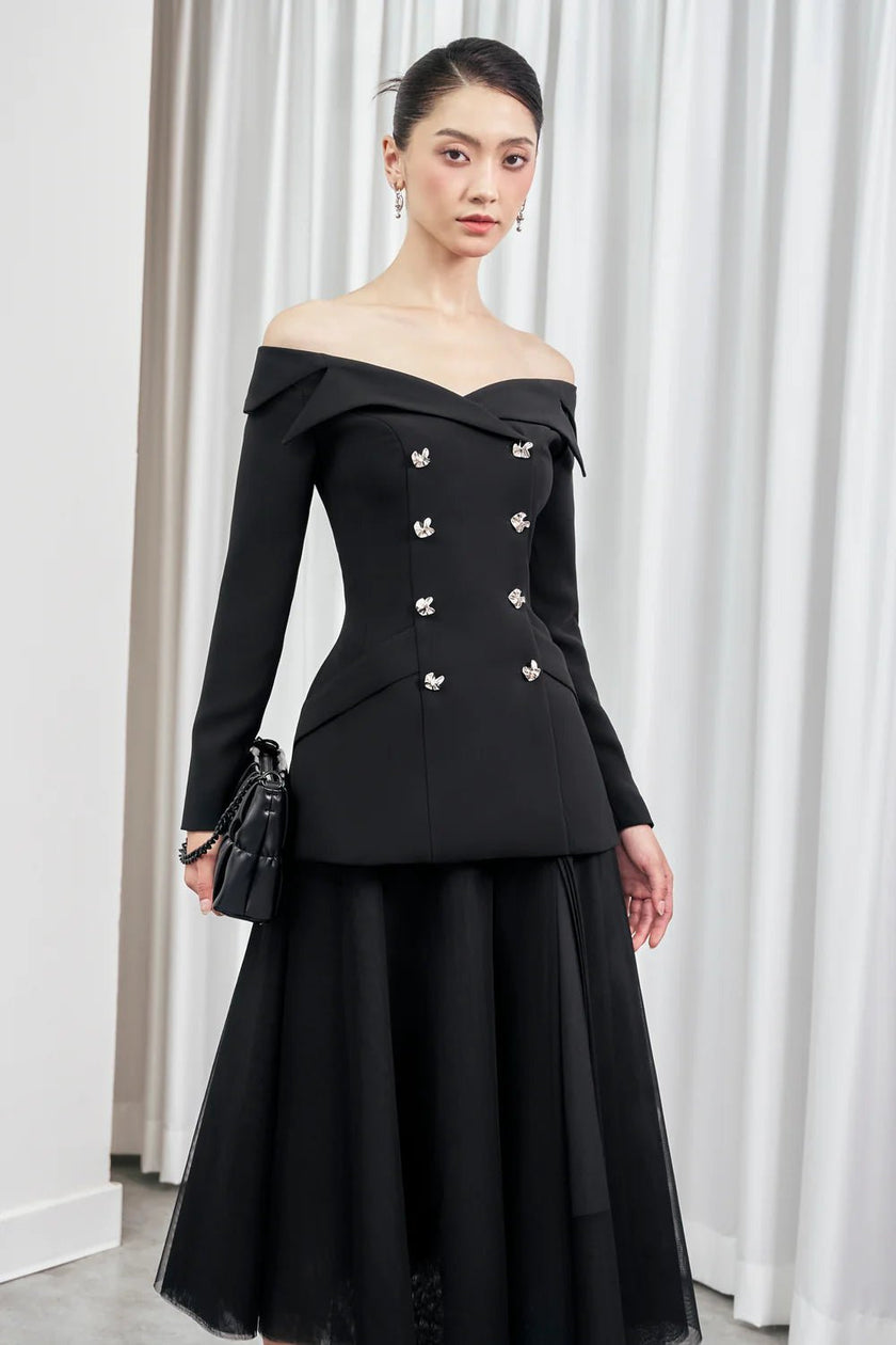 Heather Hourglass Double Breasted Spandex Homespun Top - LARMES