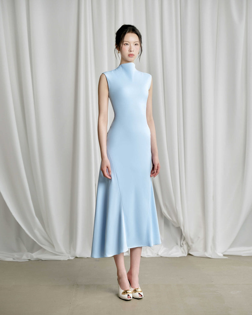 Inez A - line Sleeveless Viscose Midi Dress - LARMES