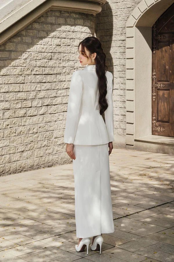 Irene Peplum Notch Lapel Twill Blazer - LARMES