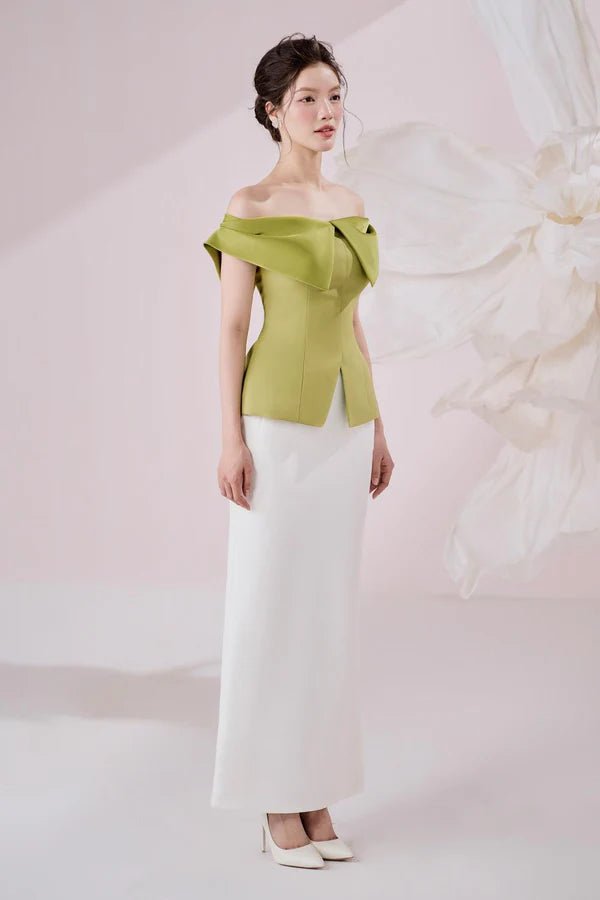 Irene Straight Back Slit Twill Ankle Length Skirt - LARMES