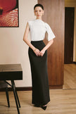 Irene Straight Back Slit Twill Ankle Length Skirt - LARMES