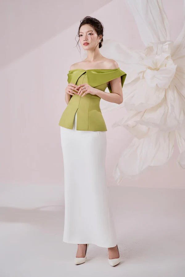 Irene Straight Back Slit Twill Ankle Length Skirt - LARMES