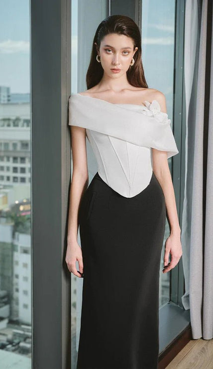 Irene Straight Back Slit Twill Ankle Length Skirt - LARMES