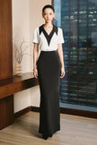 Irene Straight Back Slit Twill Ankle Length Skirt - LARMES
