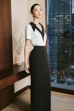 Irene Straight Back Slit Twill Ankle Length Skirt - LARMES