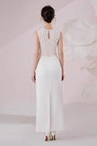 Irene Straight Back Slit Twill Ankle Length Skirt - LARMES