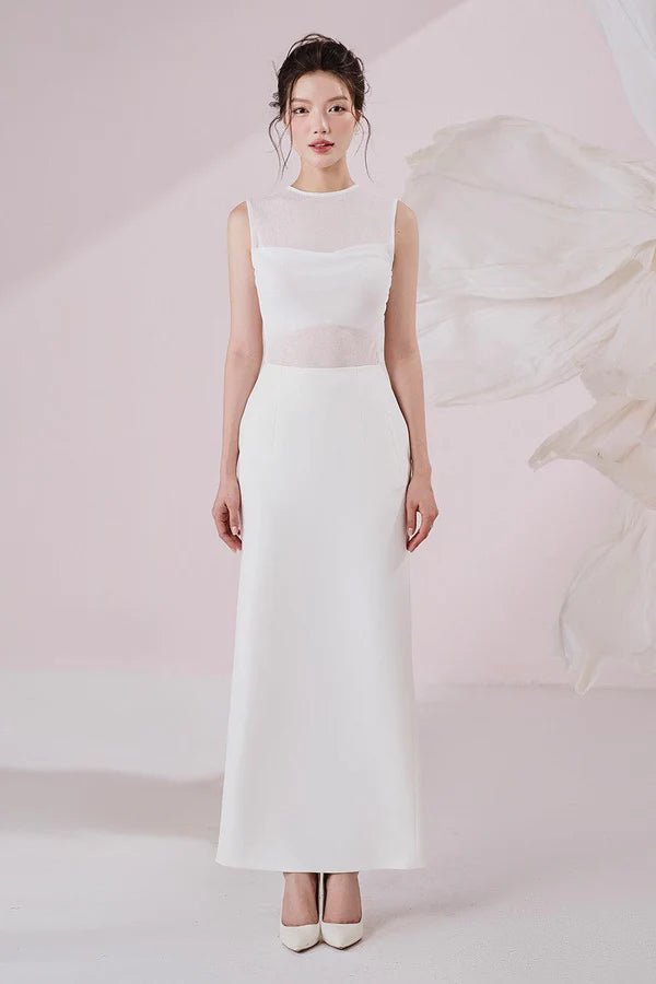 Irene Straight Back Slit Twill Ankle Length Skirt - LARMES