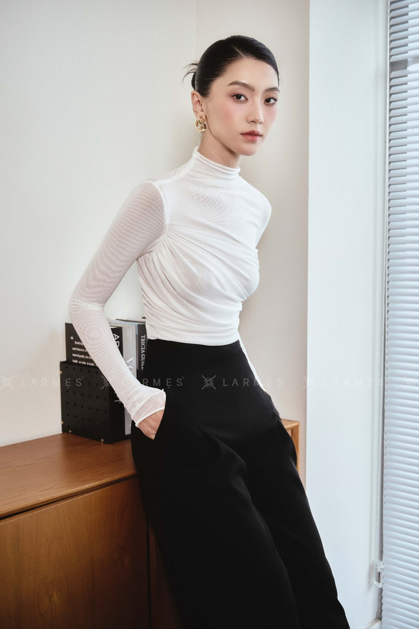 Margot Bodycon Turtle Neck Spandex Top - LARMES