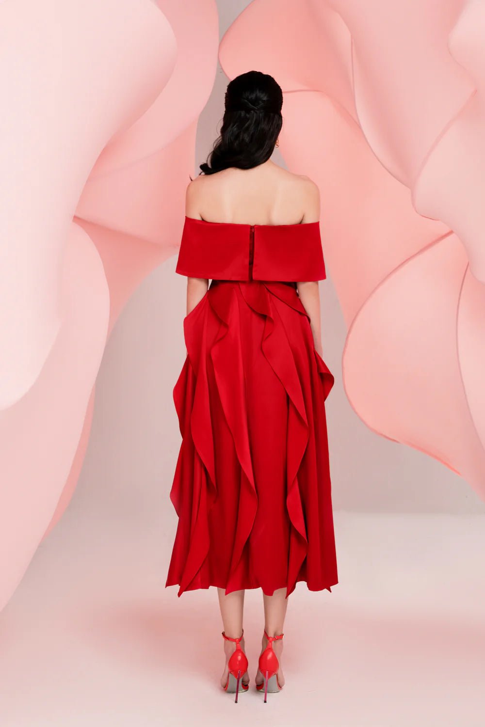 Martina Ruffle Lines Dress - LARMES