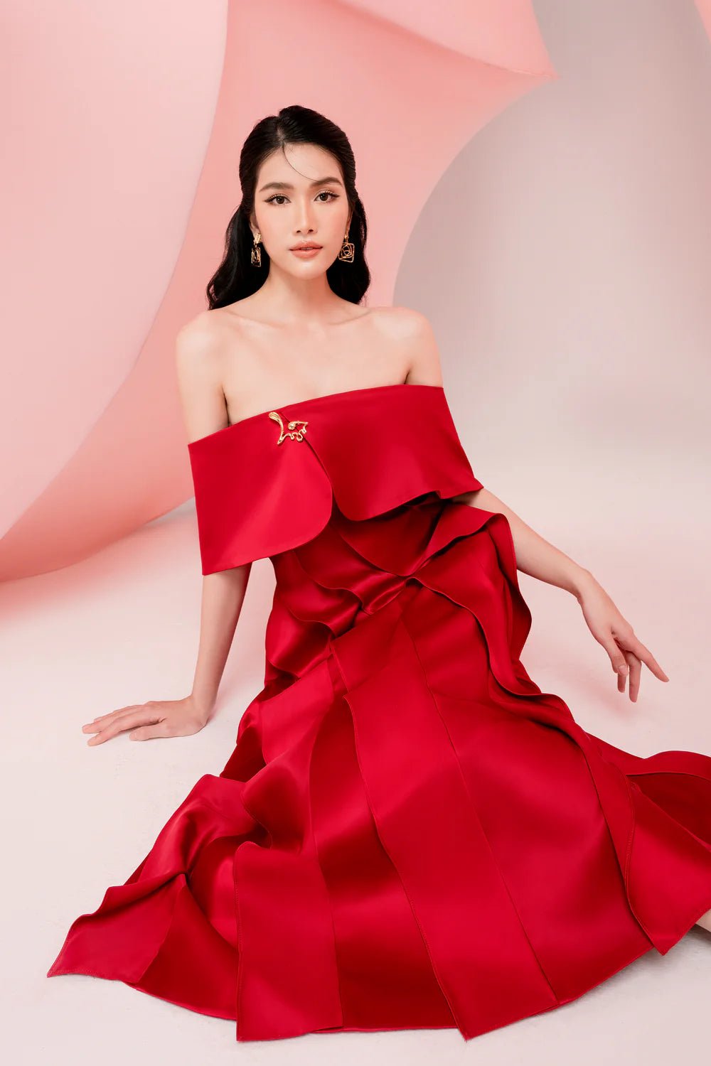 Martina Ruffle Lines Dress - LARMES