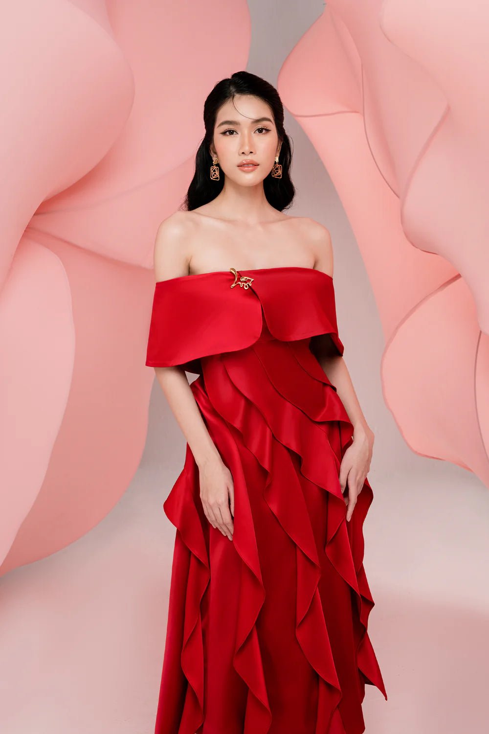 Martina Ruffle Lines Dress - LARMES