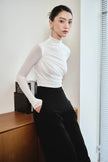 Rina Straight Wide Leg Twill Ankle Length Pants - LARMES