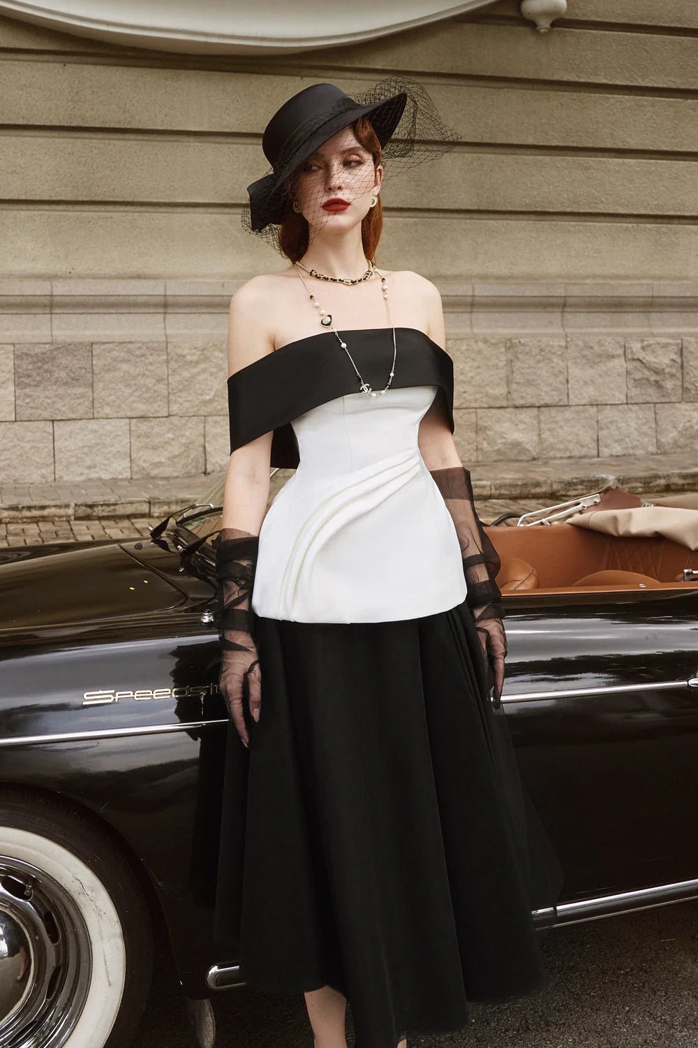 Sophia A - line Draped Tulle Midi Skirt - LARMES