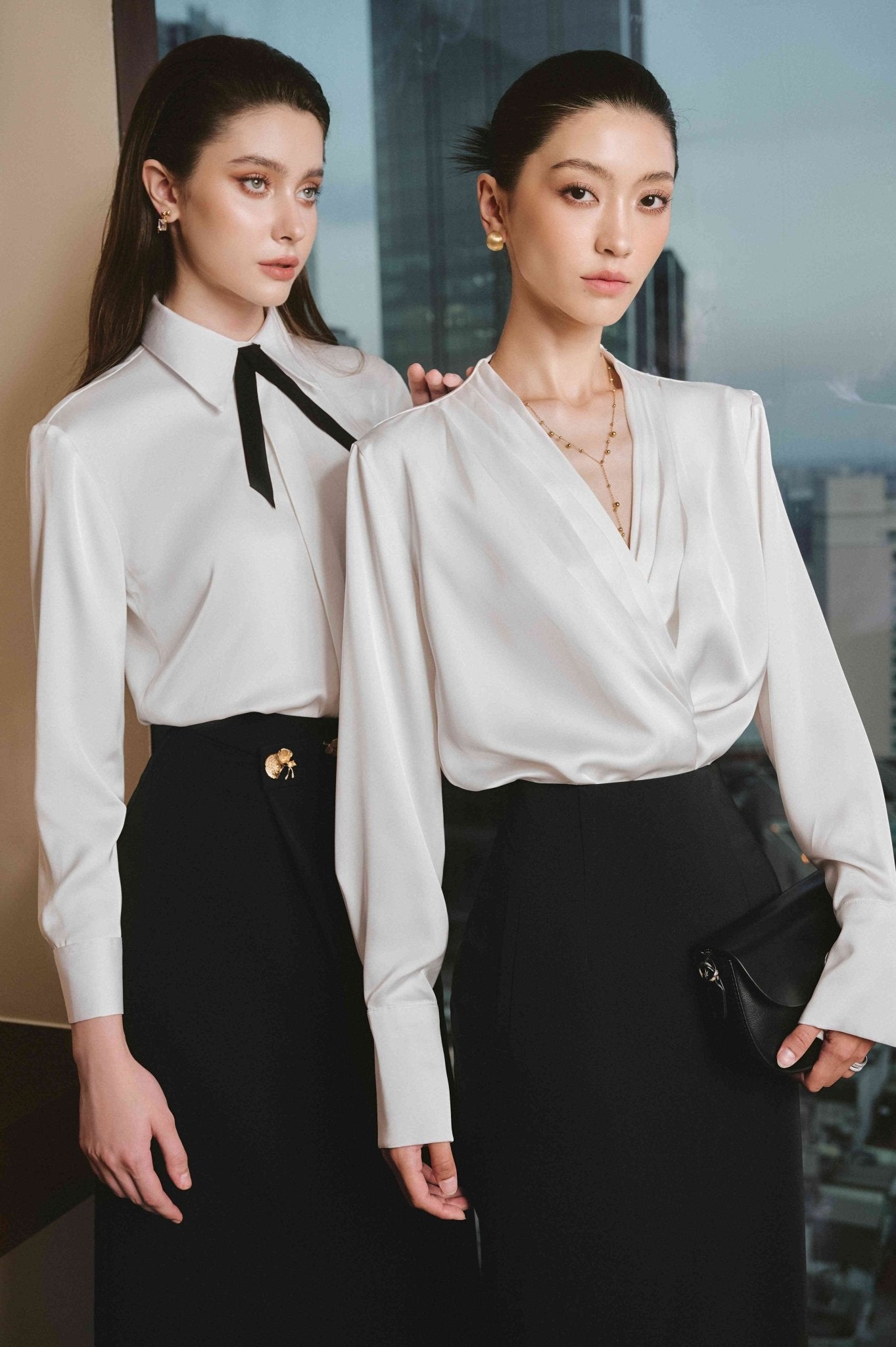 Trinity Straight Cowl Neck Silk Satin Top - LARMES