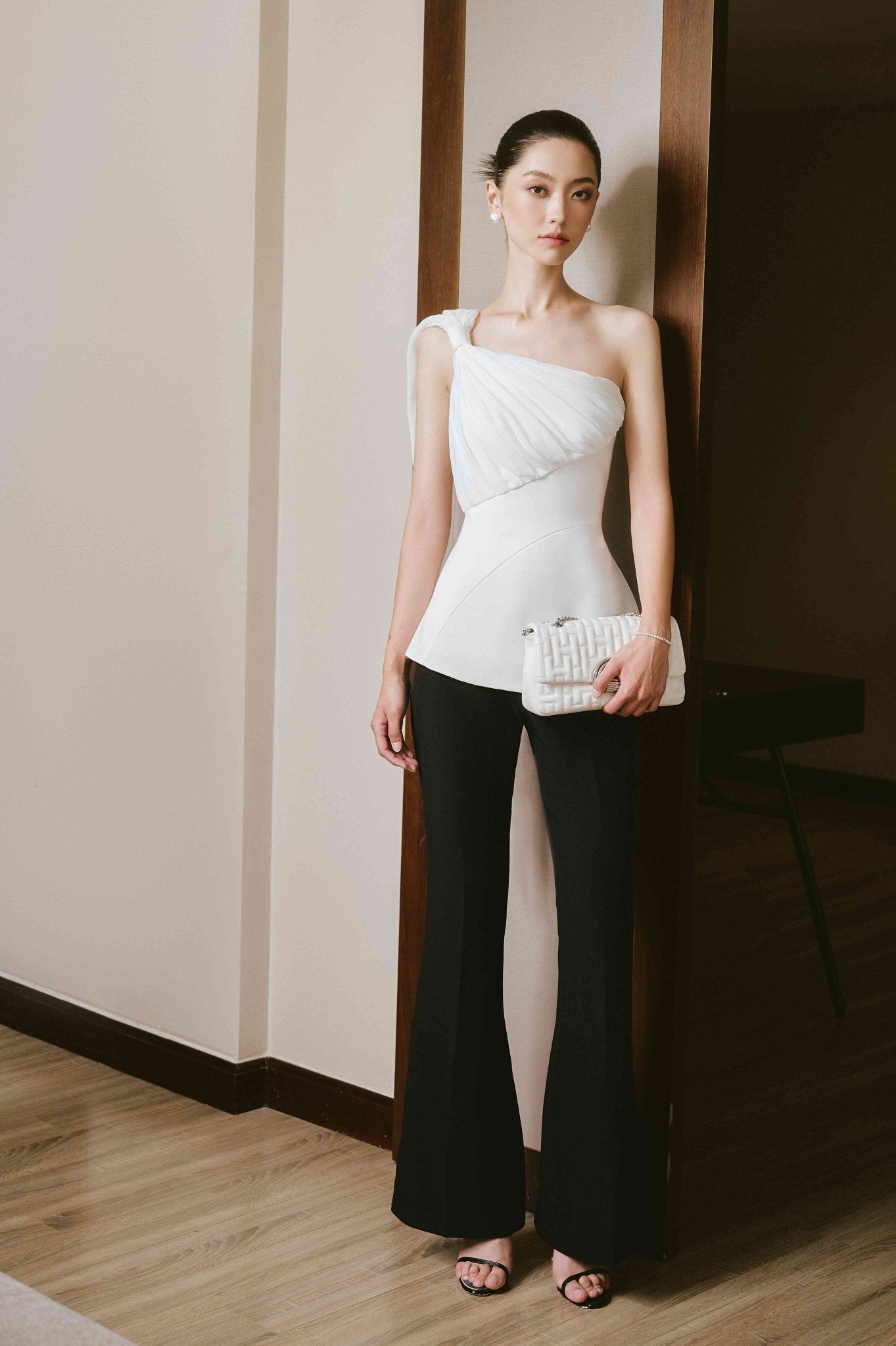 Virtus Peplum One Shoulder Cotton Spandex Top - LARMES