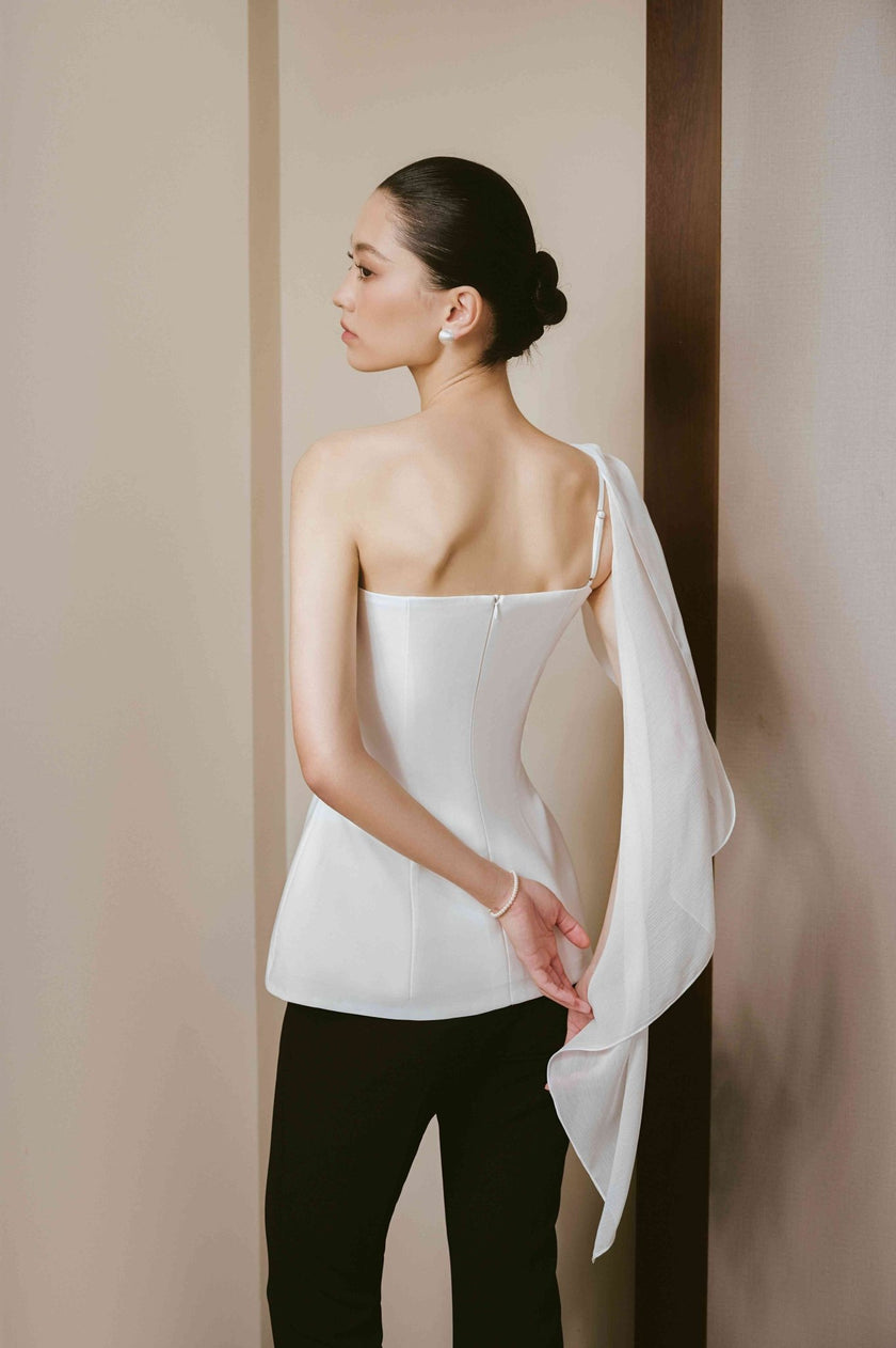 Virtus Peplum One Shoulder Cotton Spandex Top - LARMES